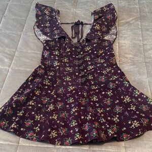 Free People Floral Button-Down Romper, size S